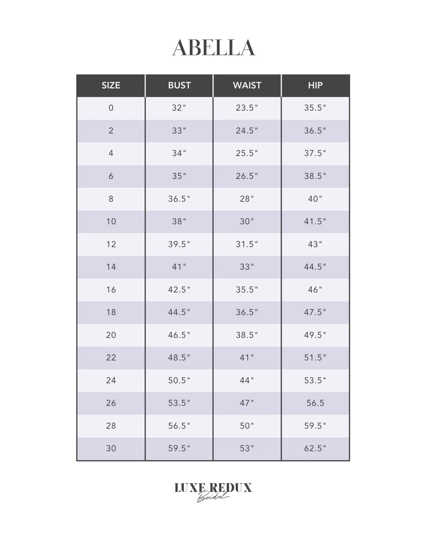 Abella Lisbon E355 - Size 8 Size Chart