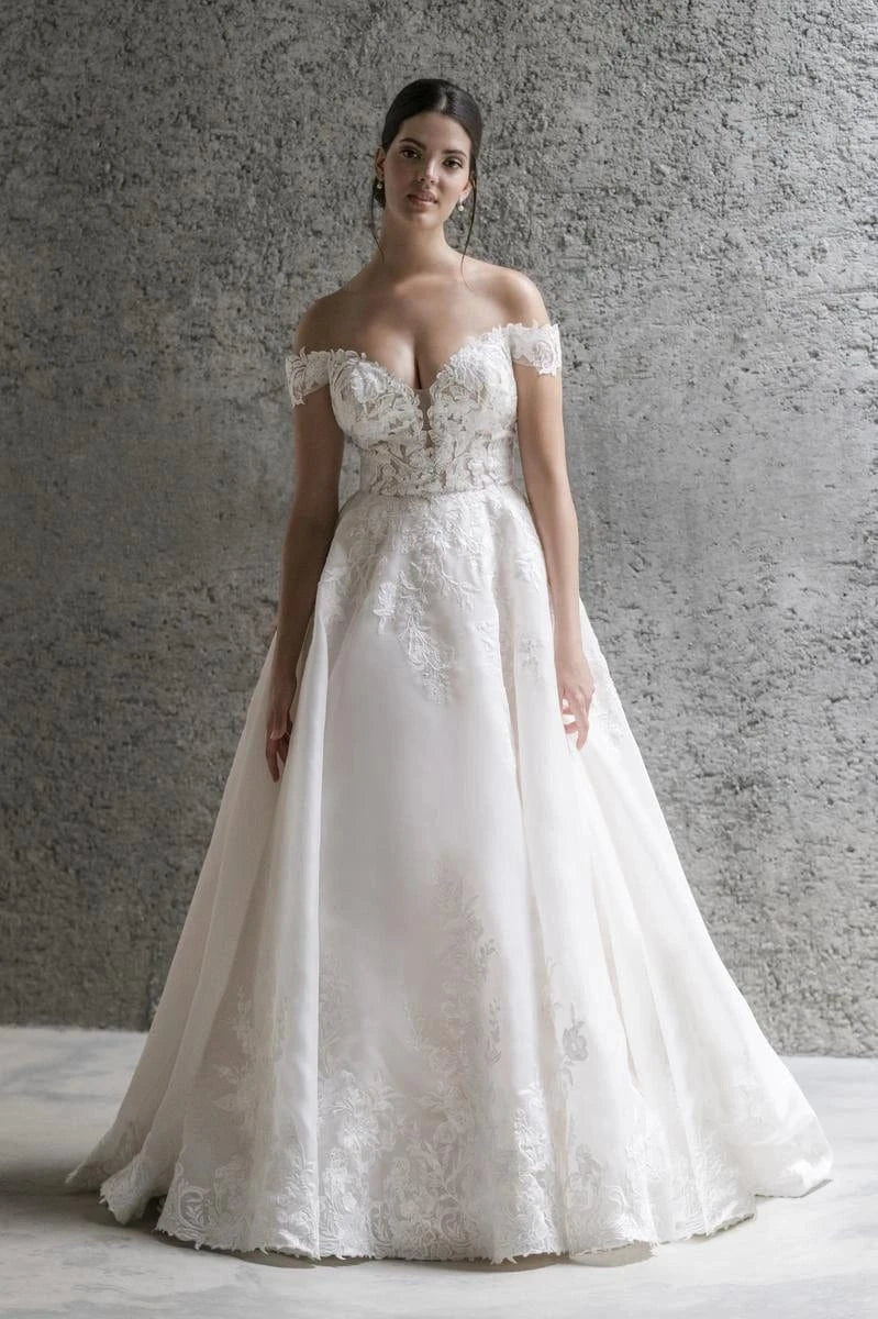 knee length dresses for ladies Allure Couture C811NC Long Sleeve Lace Ballgown Bridal Gown main image 0