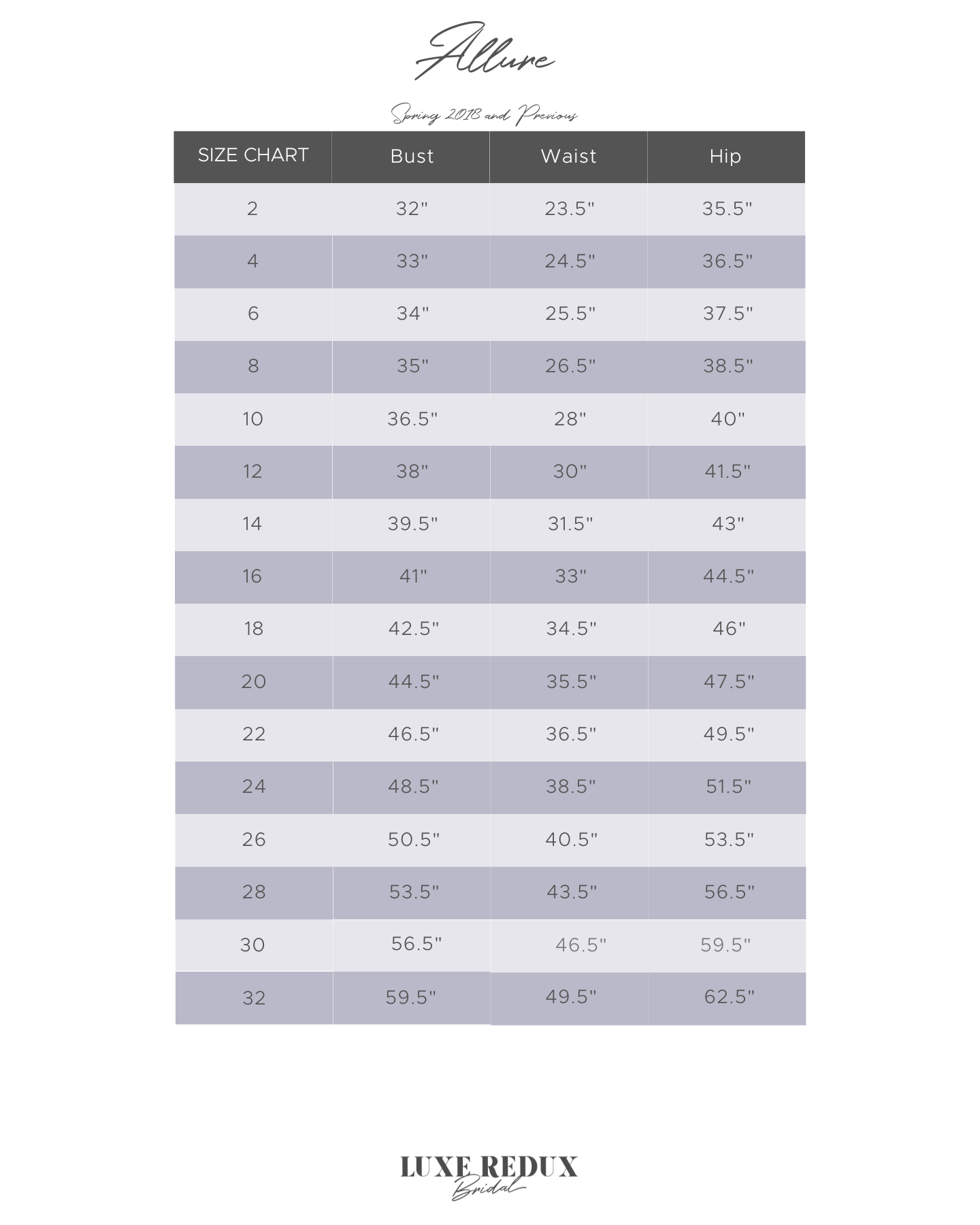 Allure 9753 - Size 12 Size Chart