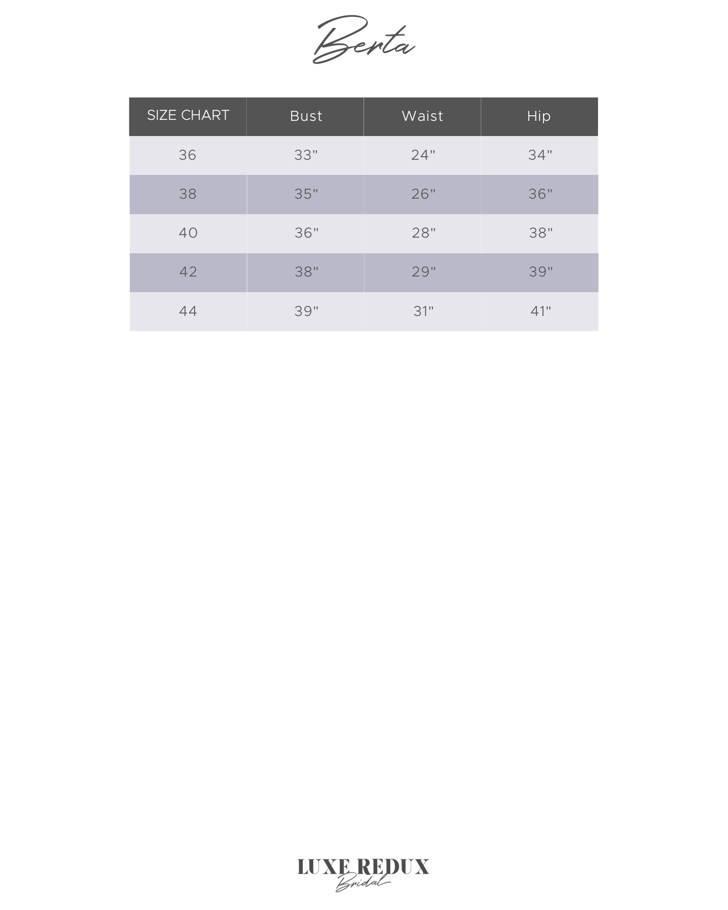 Berta 22-10 - Size 10 Size Chart
