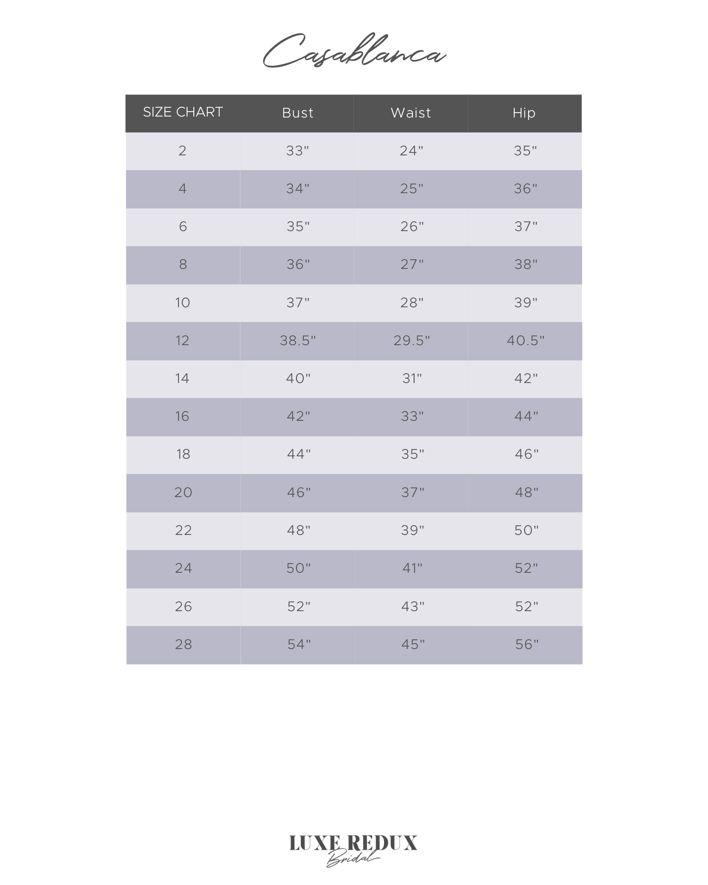 Casablanca BL356 - Size 12 Size Chart