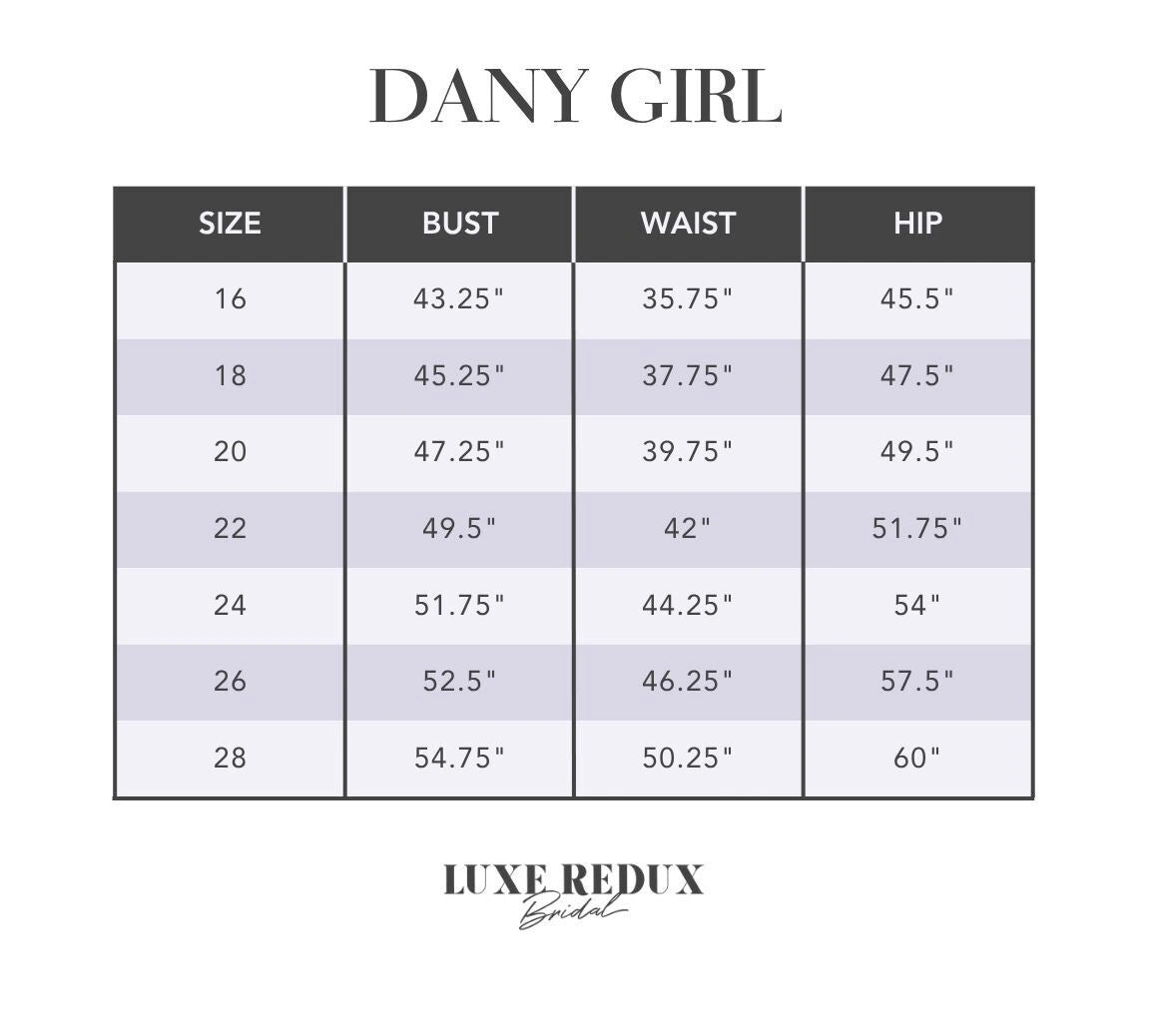 Dany Girl Presley - Size 24 Size Chart