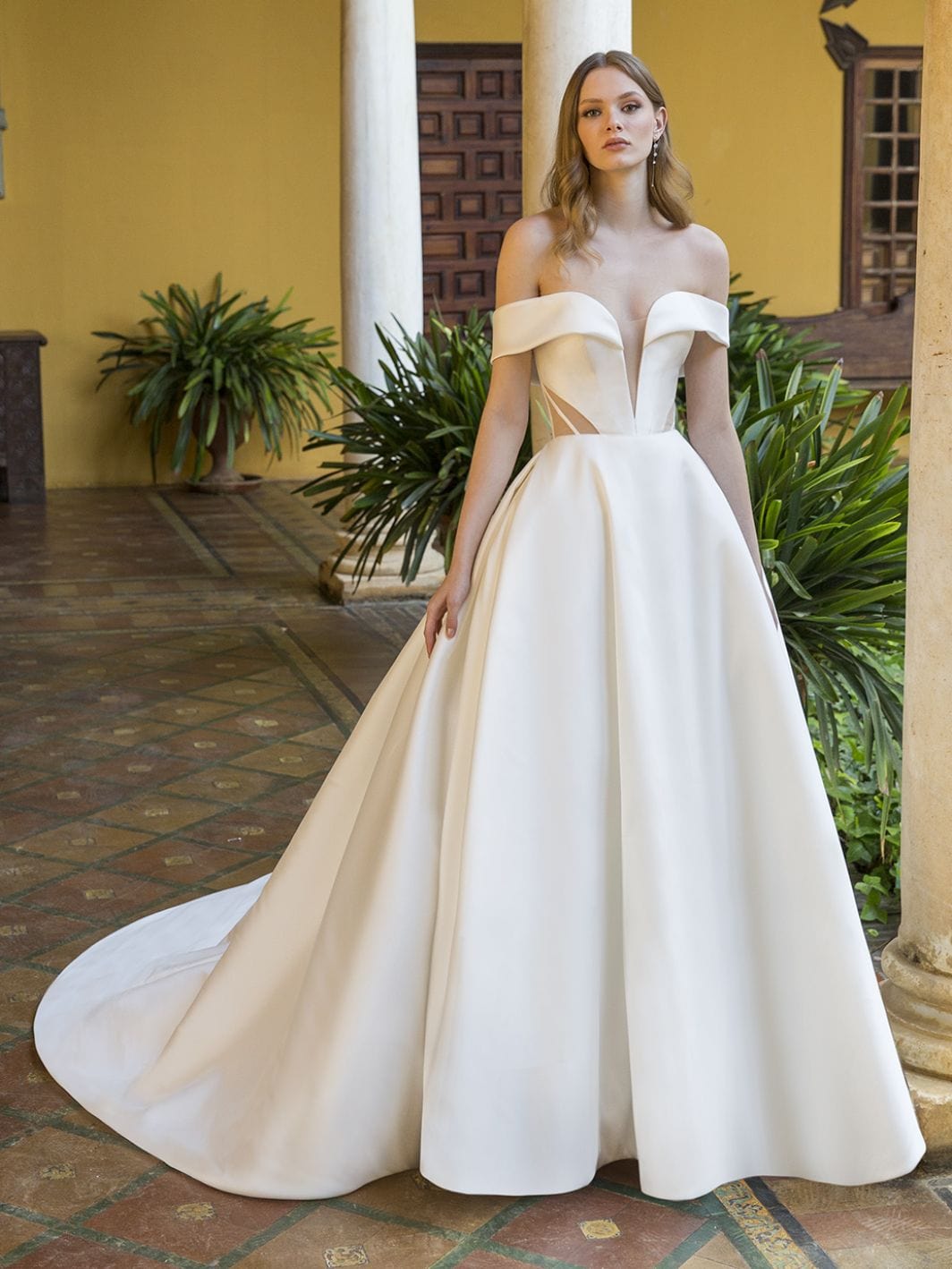 enzoani off the shoulder wedding dress Blue by Enzoani Pearson