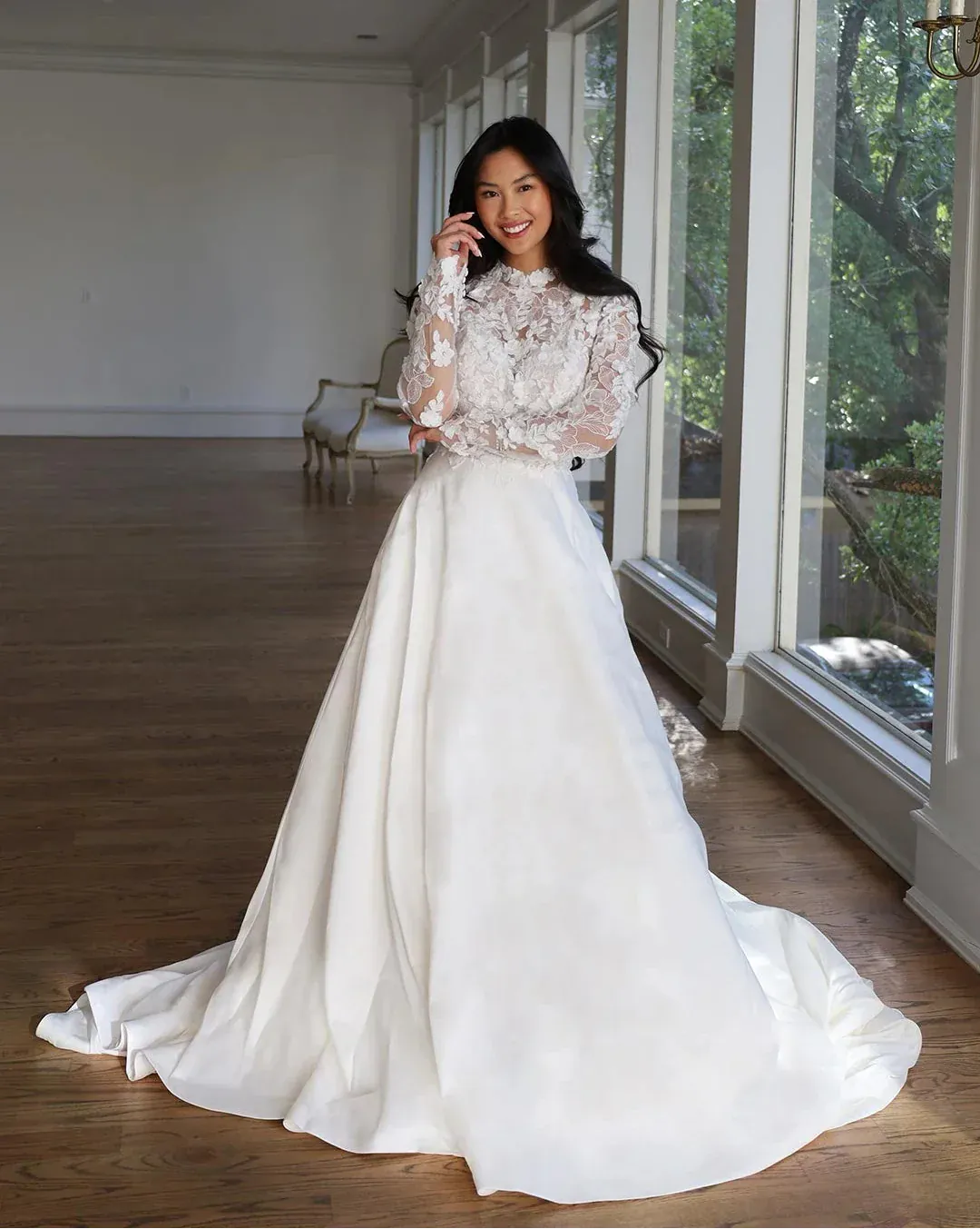 lace wedding dress australia Essense of D3715 – Mikado A-line Bridal Gown with Illusion Neckline Bodice and Long Sleeves – Size 14 – Luxe Redux Bridal Illusion Neckline Wedding Dress SET:3-Piece (Bed - Nightstand - Chest) Figure skimming Margot Robbie Wolf of