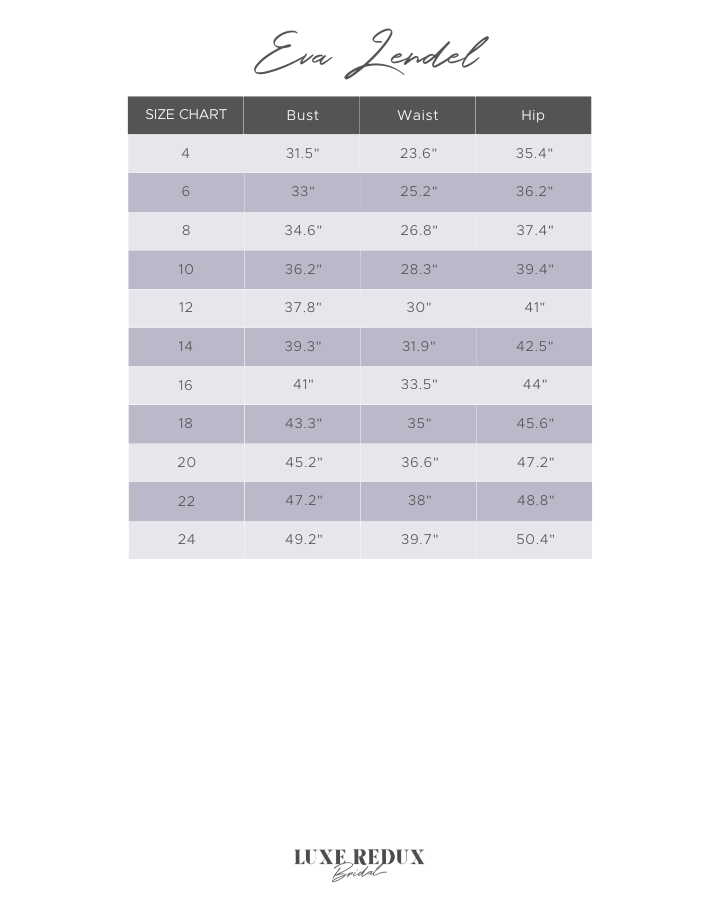 Eva Lendel Orfeya + Jacket - Size 14 Size Chart