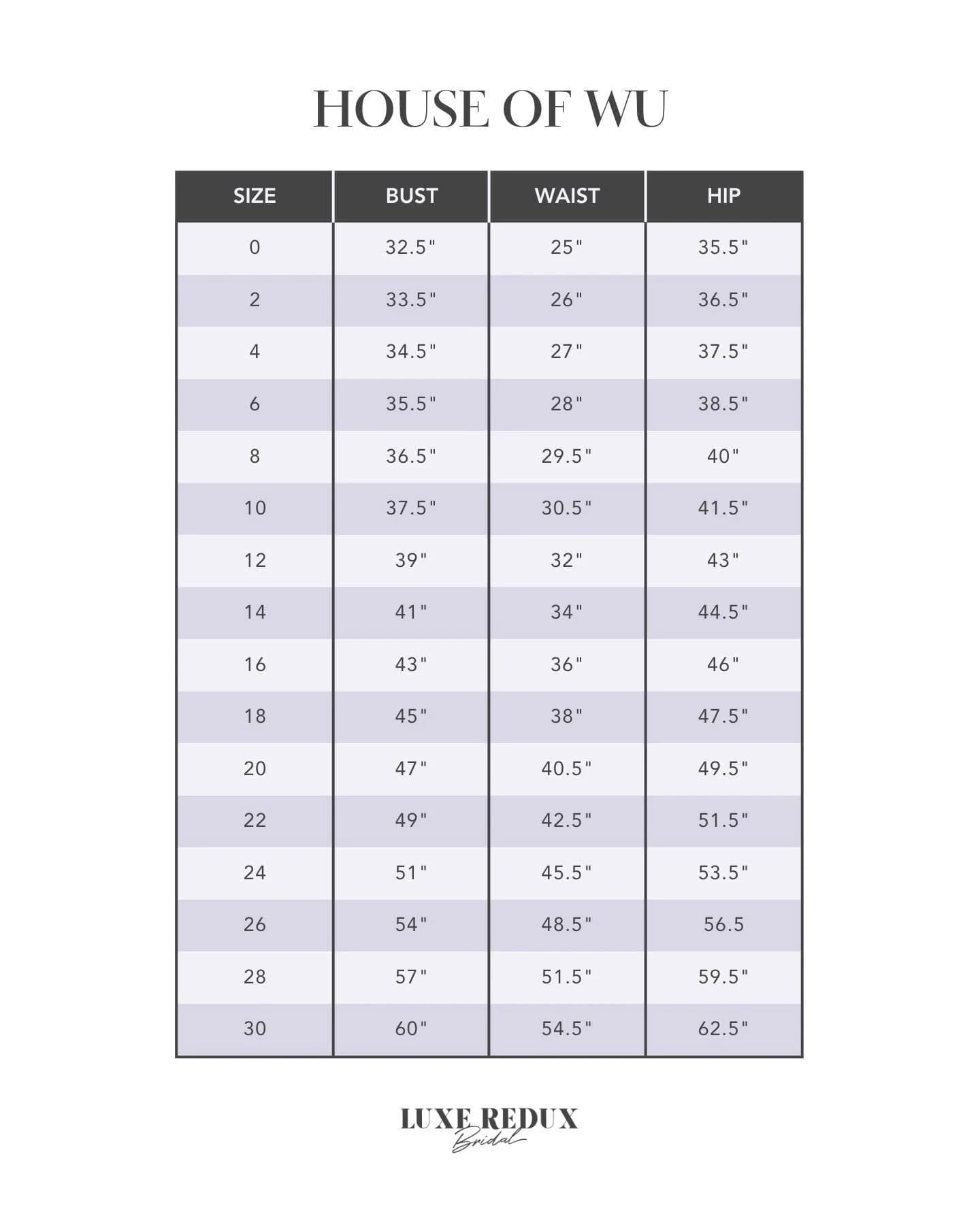 House of Wu 18014 - Size 16 Size Chart