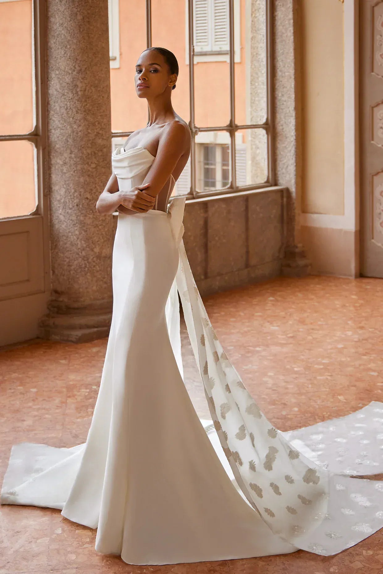 wedding dress designer ines di santo By Ines Topaz + Bow wedding dresses Ellie Denim Mini Dress LowStock:42925391904819 Size:22 - Bust 46