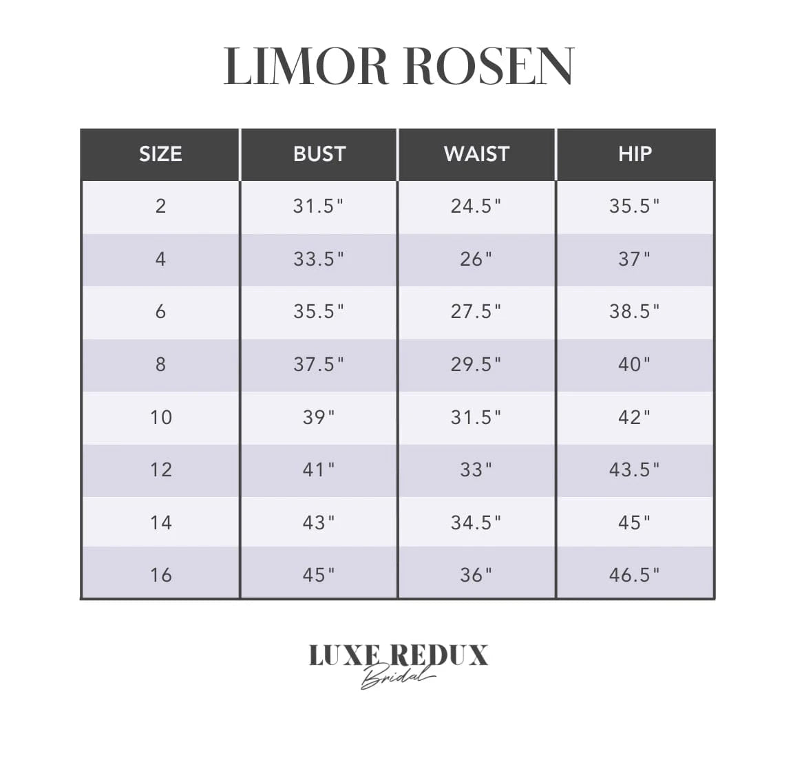 Limor Rosen Diana Top + Skirt - Size 8 Size Chart