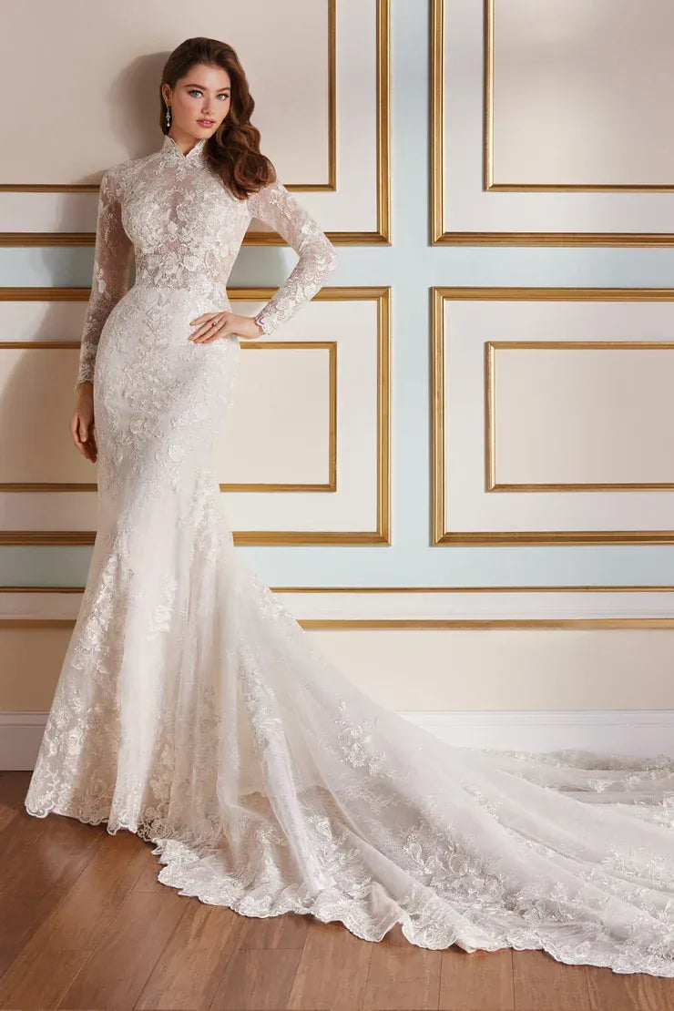 Lace Classy Elegant Mermaid Wedding Dress ANDREA LEO WL036 Long Sleeve Lace Mermaid  Bridal Gown  The