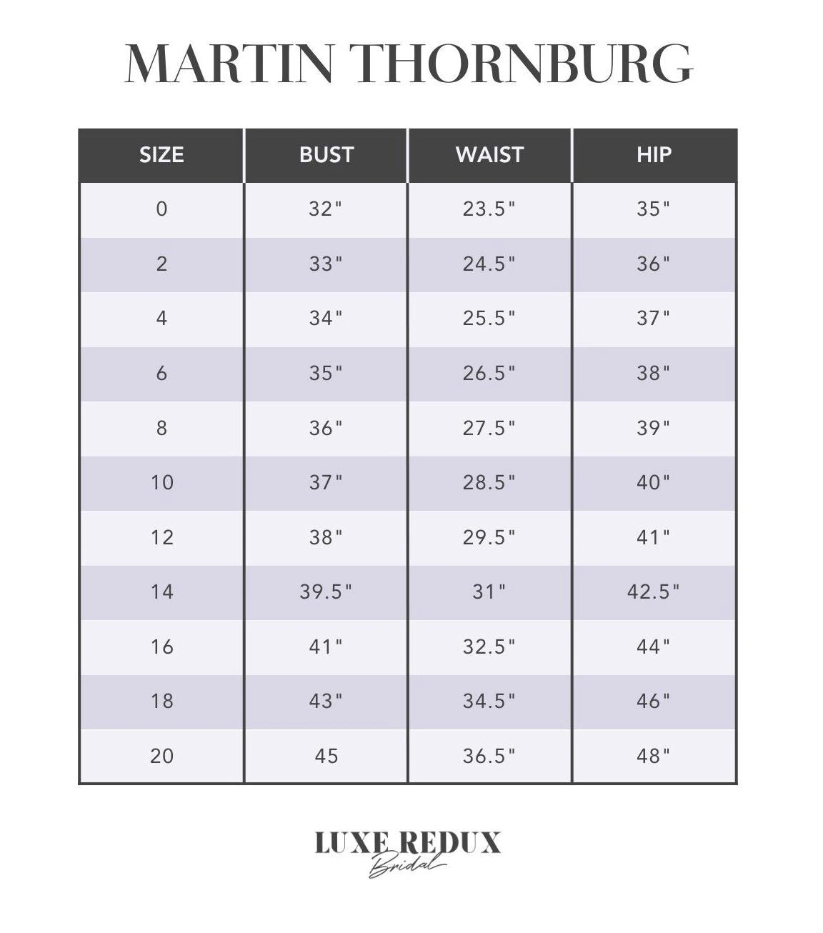 Martin Thornburg MT1437 - Size 12 Size Chart