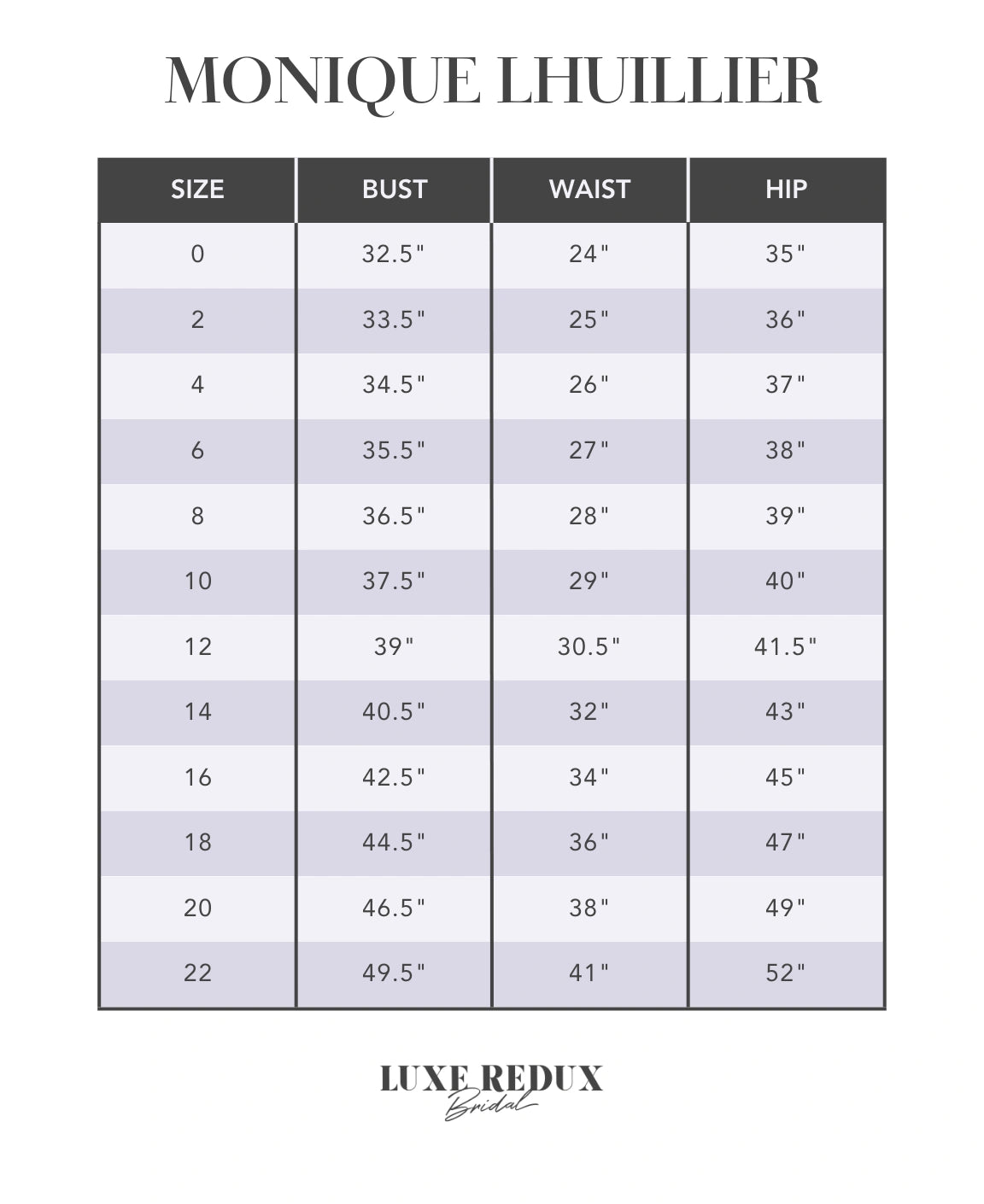 Monique Lhuillier Sussex - Size 12 Size Chart
