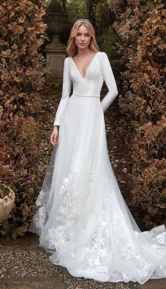 long sleeve wedding dress size 12 Evelyn Bridal Elliana