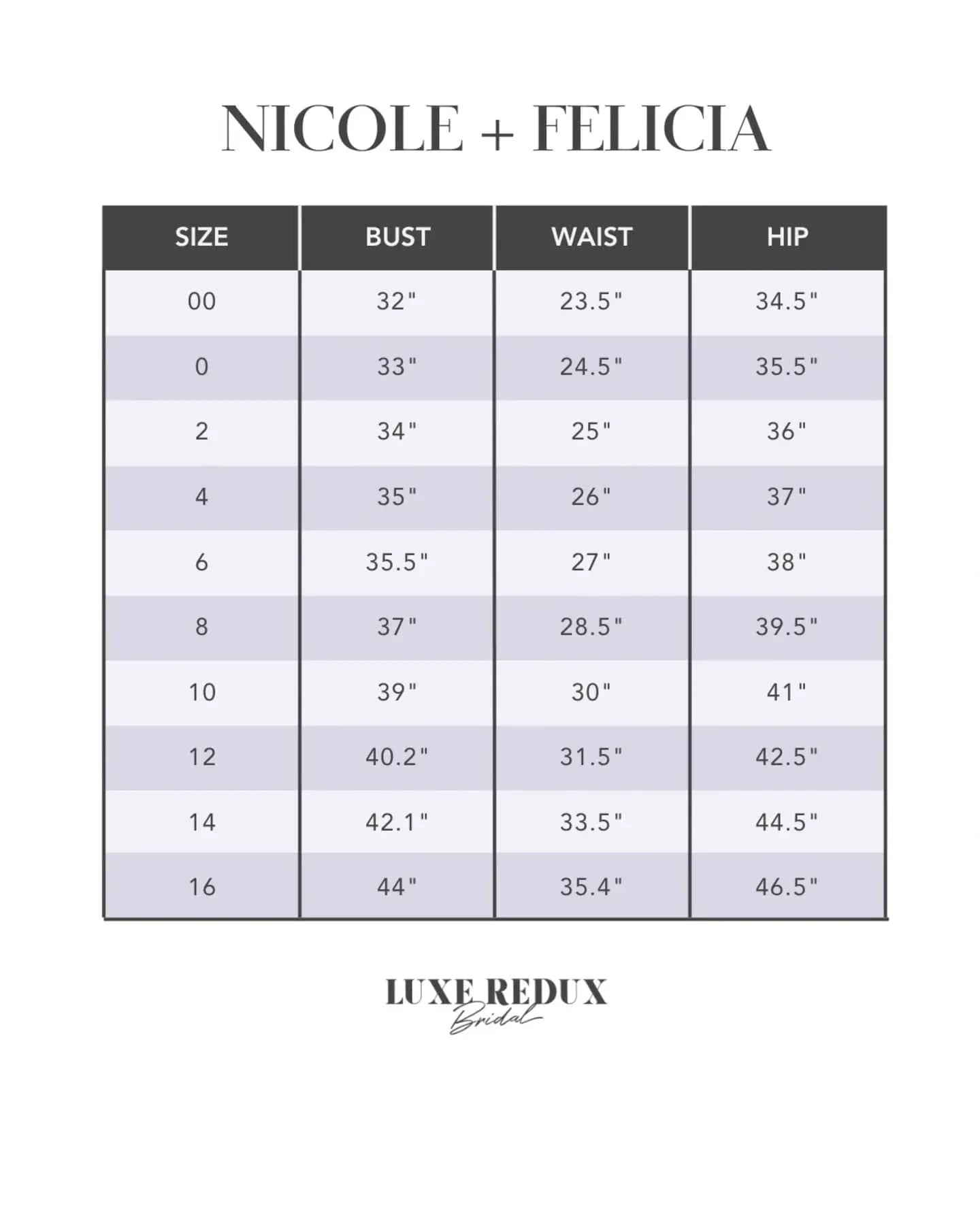 Nicole + Felicia NF055 - Size 10 Size Chart