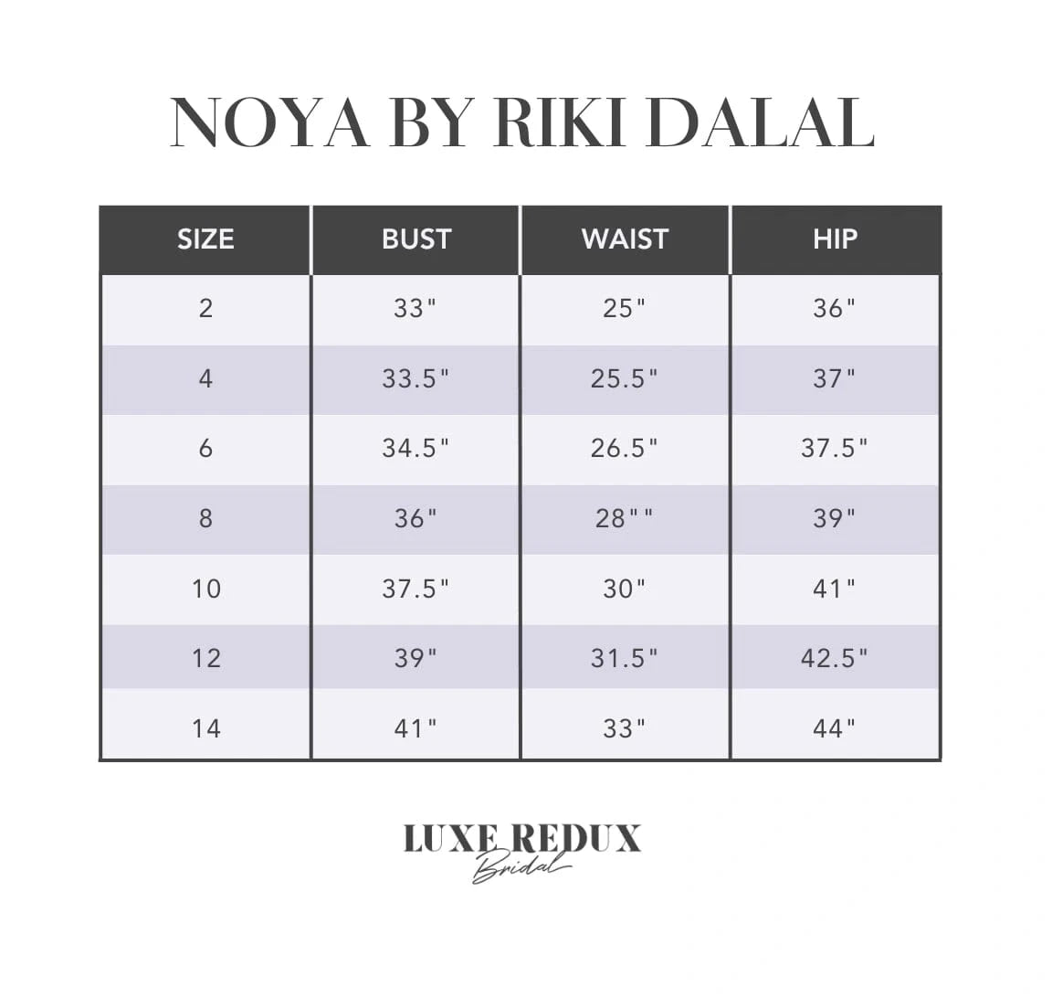 Noya by Riki Dalal Beatrix - Size 6 Size Chart