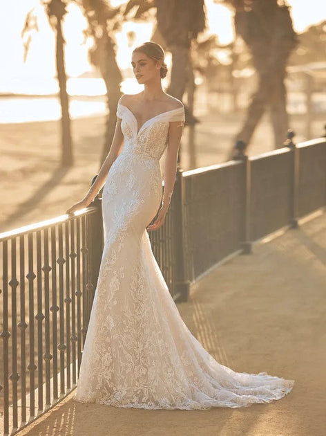 Shop 100+ Off The Shoulder Wedding Dresses Online - Luxe Redux Bridal