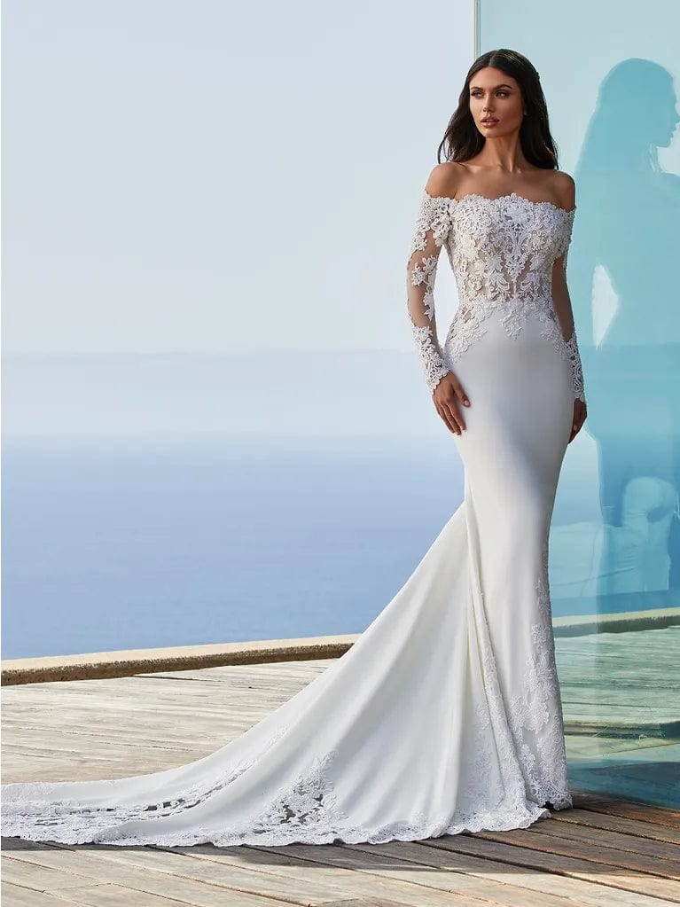 pronovias mermaid wedding dress Della Type:Unstitched Taupe Crochet Dress - Size US 10 Rose Velvet