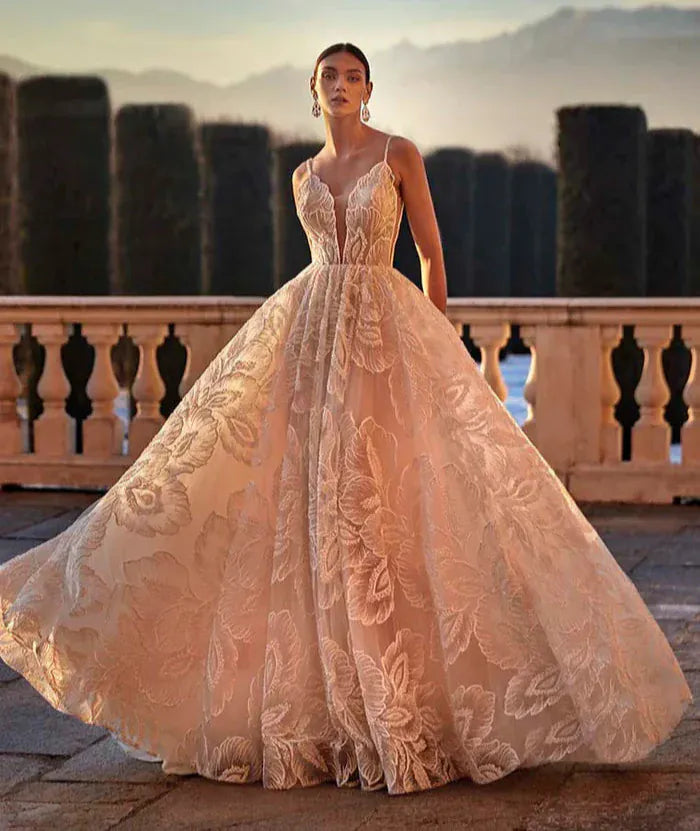 peach wedding dress Pronovias Privee Orlanda