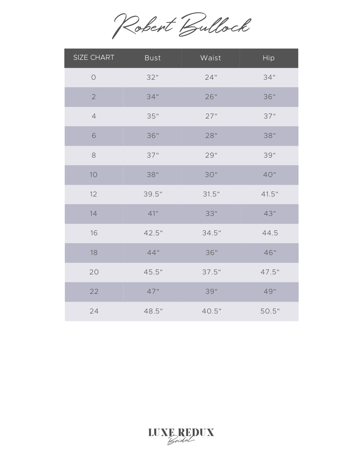 Robert Bullock Hawthorn - Size 14 Size Chart