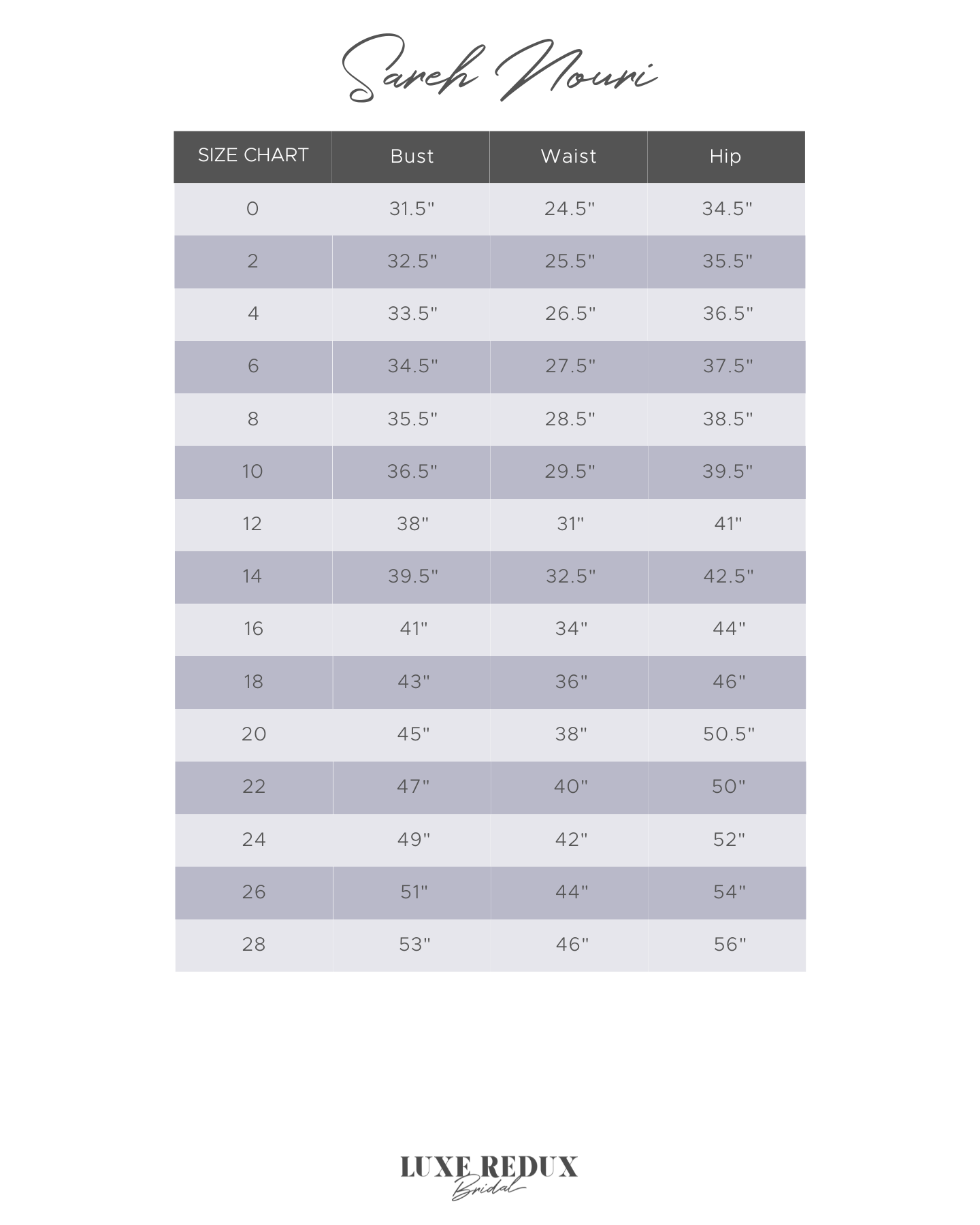 Sareh Nouri Mary Catherine - Size 10 Size Chart