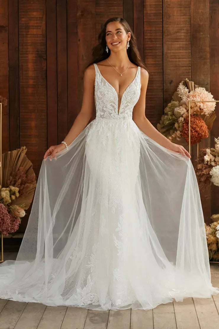 fit and flare wedding dress with overskirt Sophia Tolli ST2225 + Overskirt