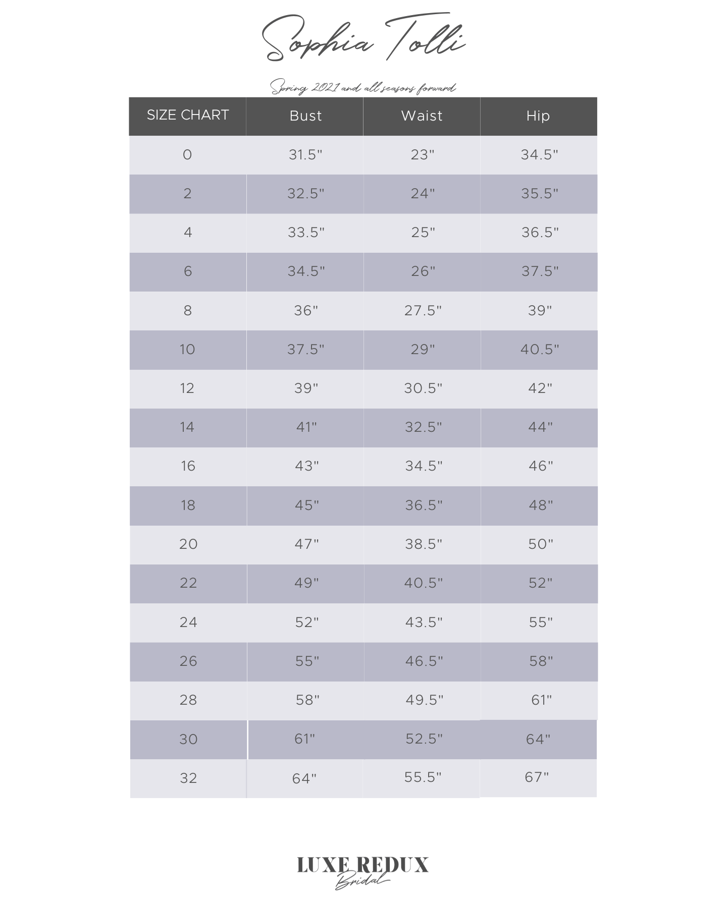 Sophia Tolli Y12014 - Size 4 Size Chart