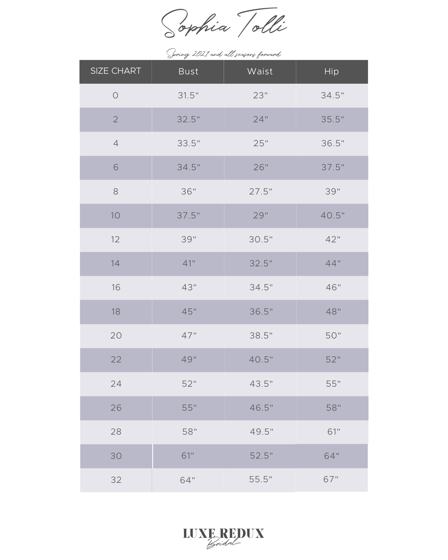 Sophia Tolli Karoline - Size 12 Size Chart