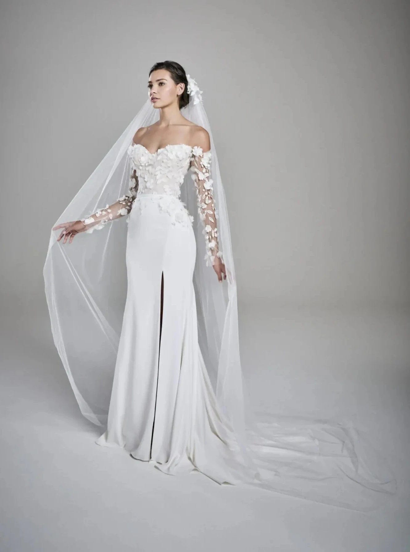 fitted lace wedding dress Suzanne Neville Eden