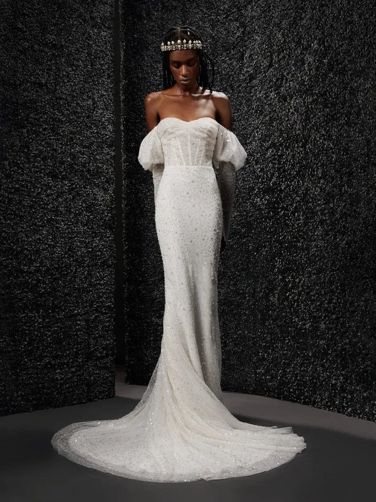 Vera wang off the shoulder wedding dress deals