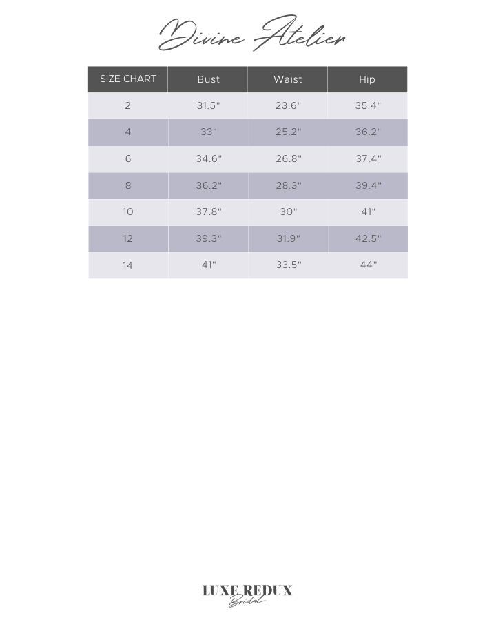 Divine Atelier Sophie - Size 10 Size Chart