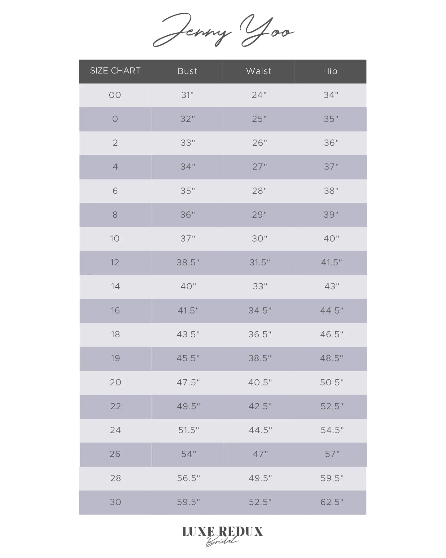 Jenny Yoo Adrienne - Size 12 Size Chart