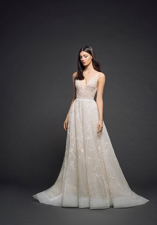 Lazaro a line wedding on sale dress