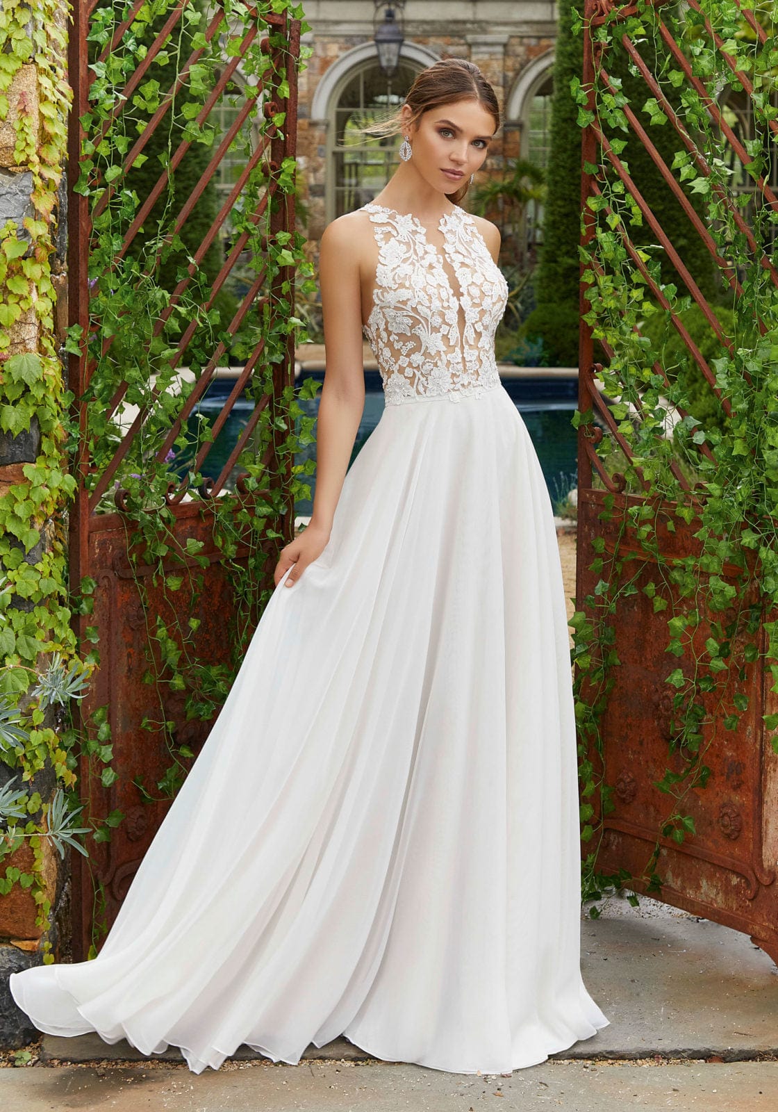 mori lee halter wedding dress Vizcaya by Mori Lee 89514 - Long Tulle Ballgown Dress