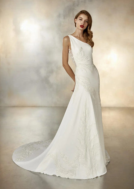 One shoulder wedding hot sale dress