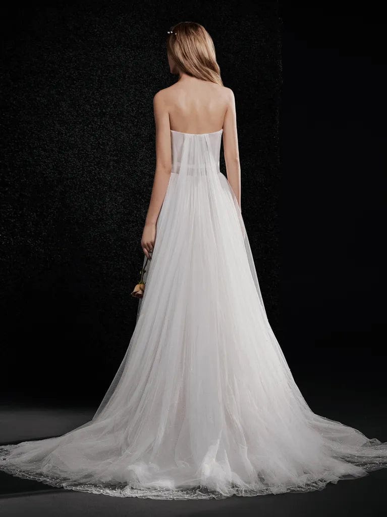 White by vera wang strapless tulle wedding dress hot sale