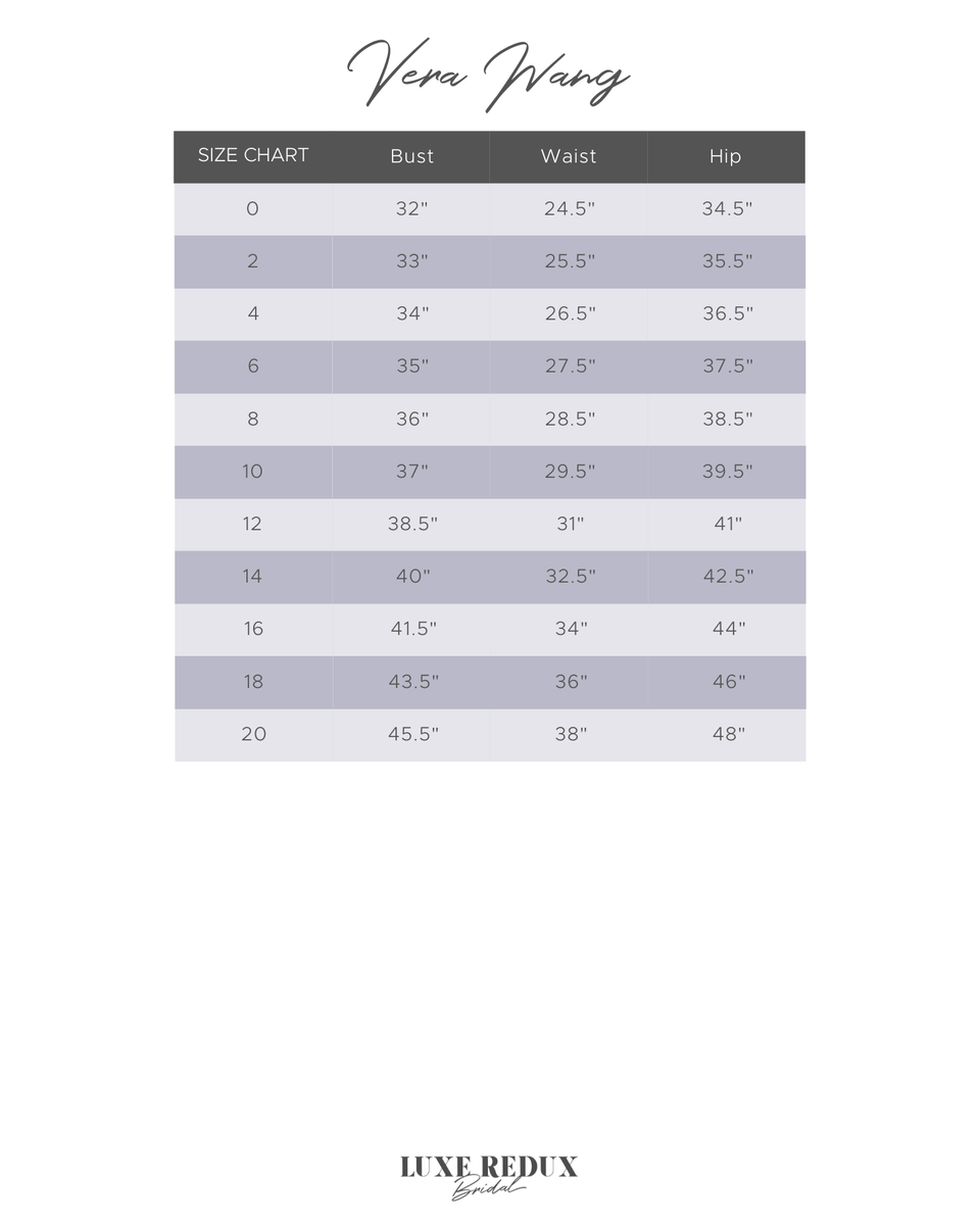 Vera Wang Wedding Dress Size Chart