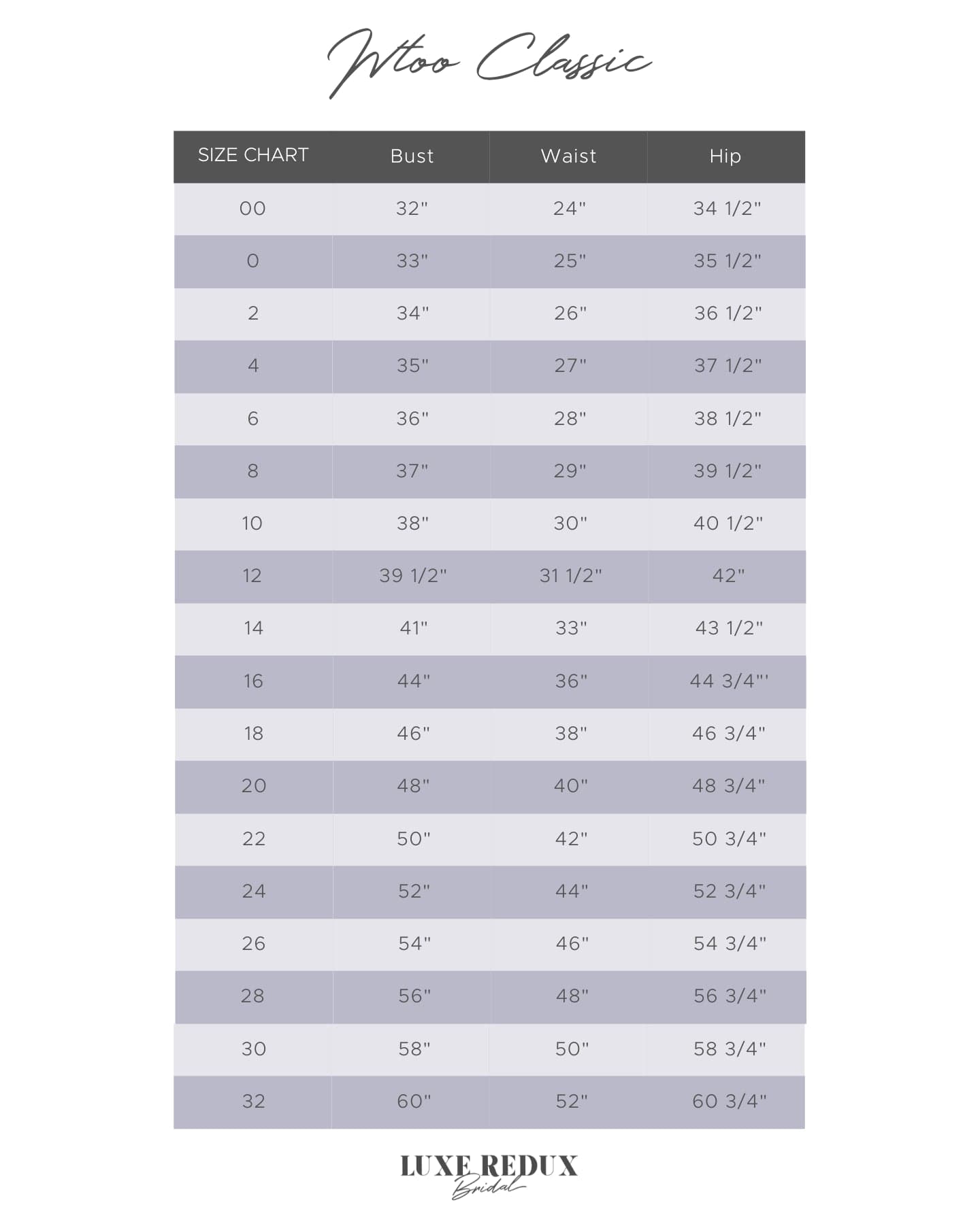 WTOO Volans - Size 2 Size Chart