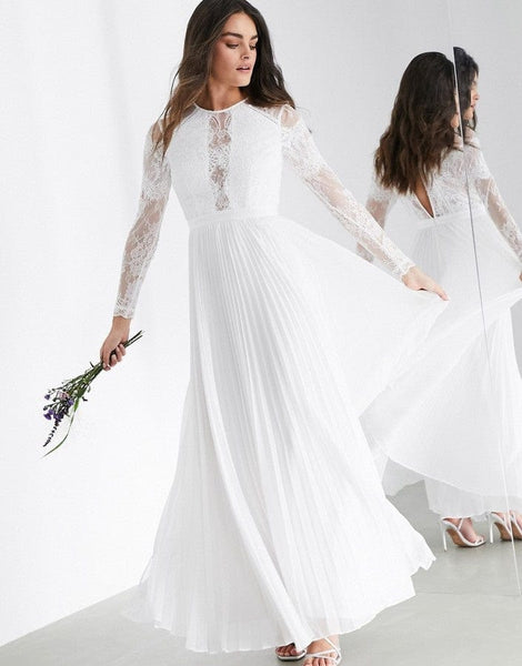 asos wedding dress long sleeve ASOS Iris – Luxe Redux Bridal