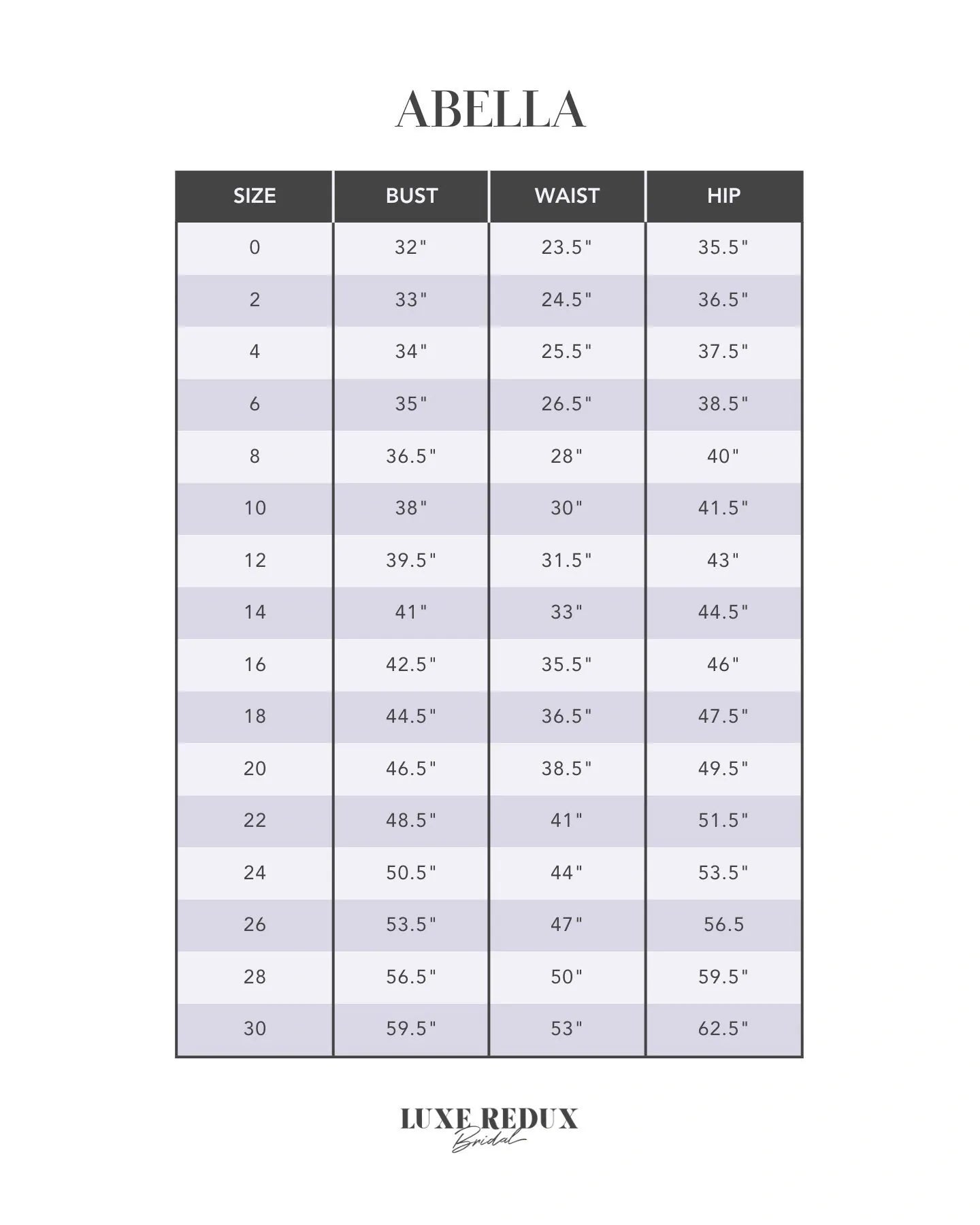 Abella E215 - Size 10 Size Chart