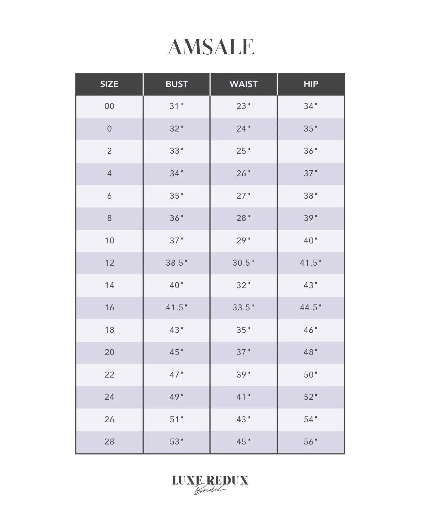 Nouvelle Amsale Elodie R455L - Size 14 Size Chart