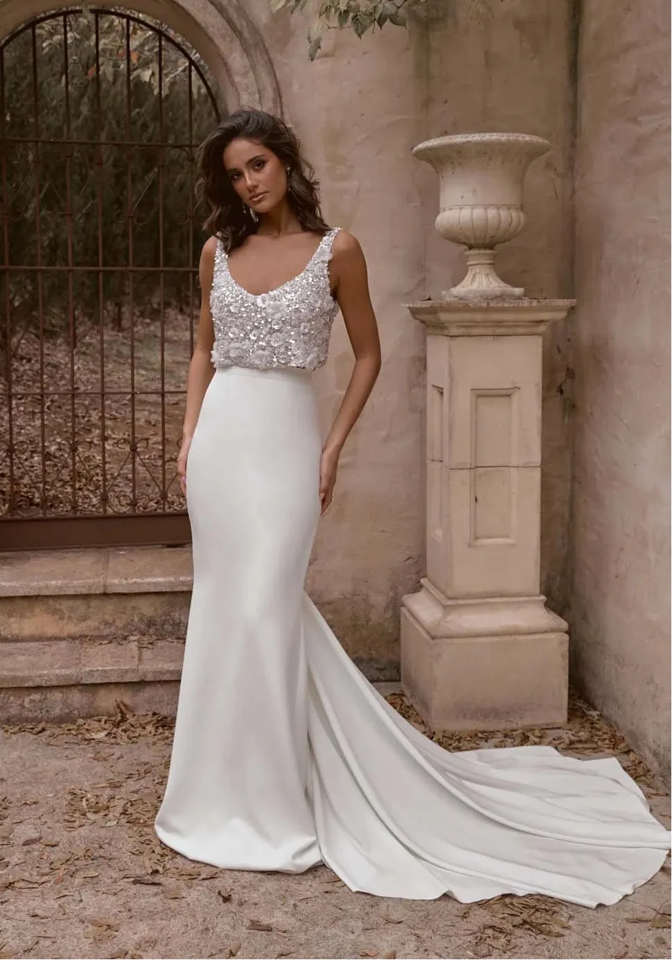 full front of anna campbell darcy ivory crepe skirt