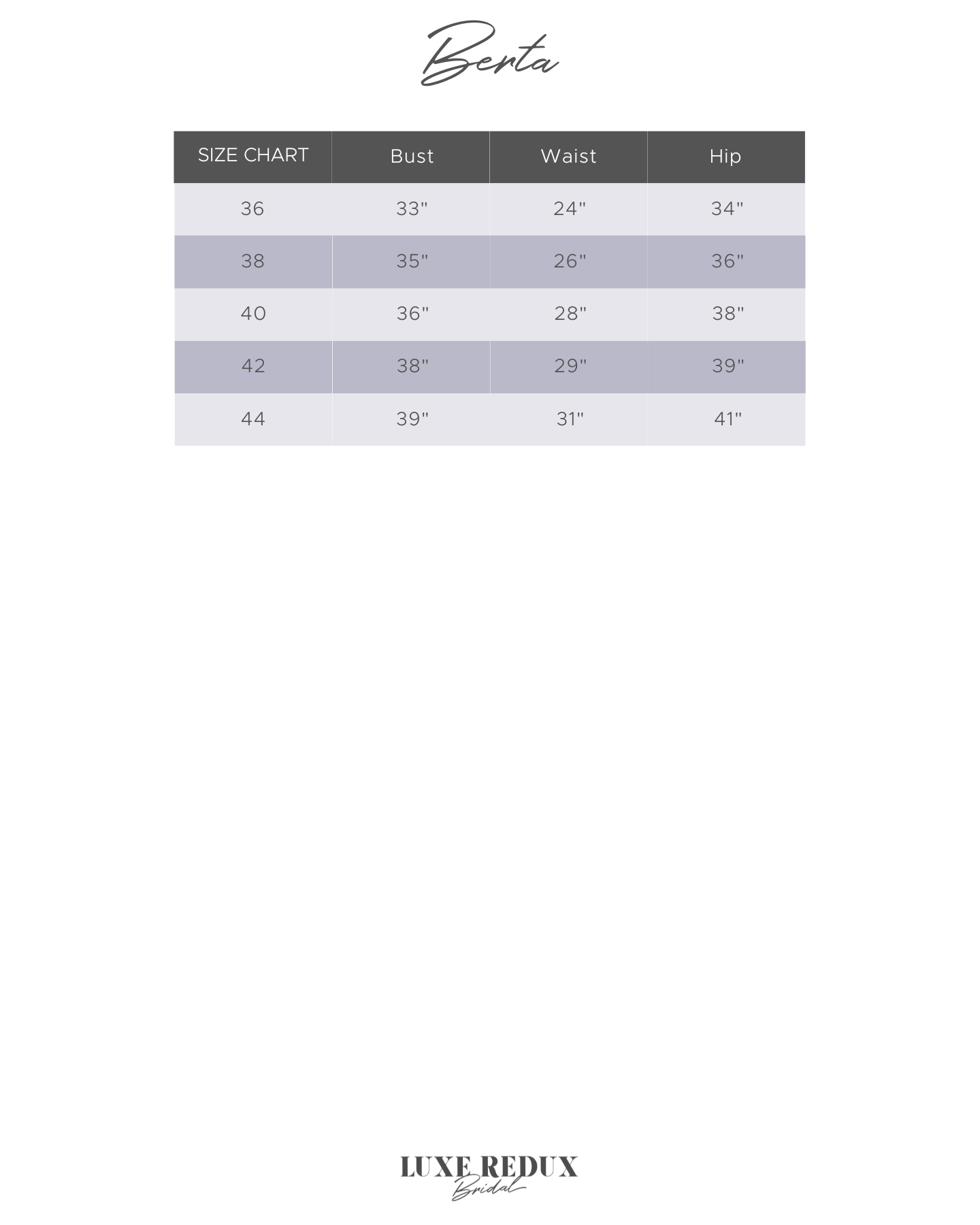 Berta 20-14 - Size 12 Size Chart