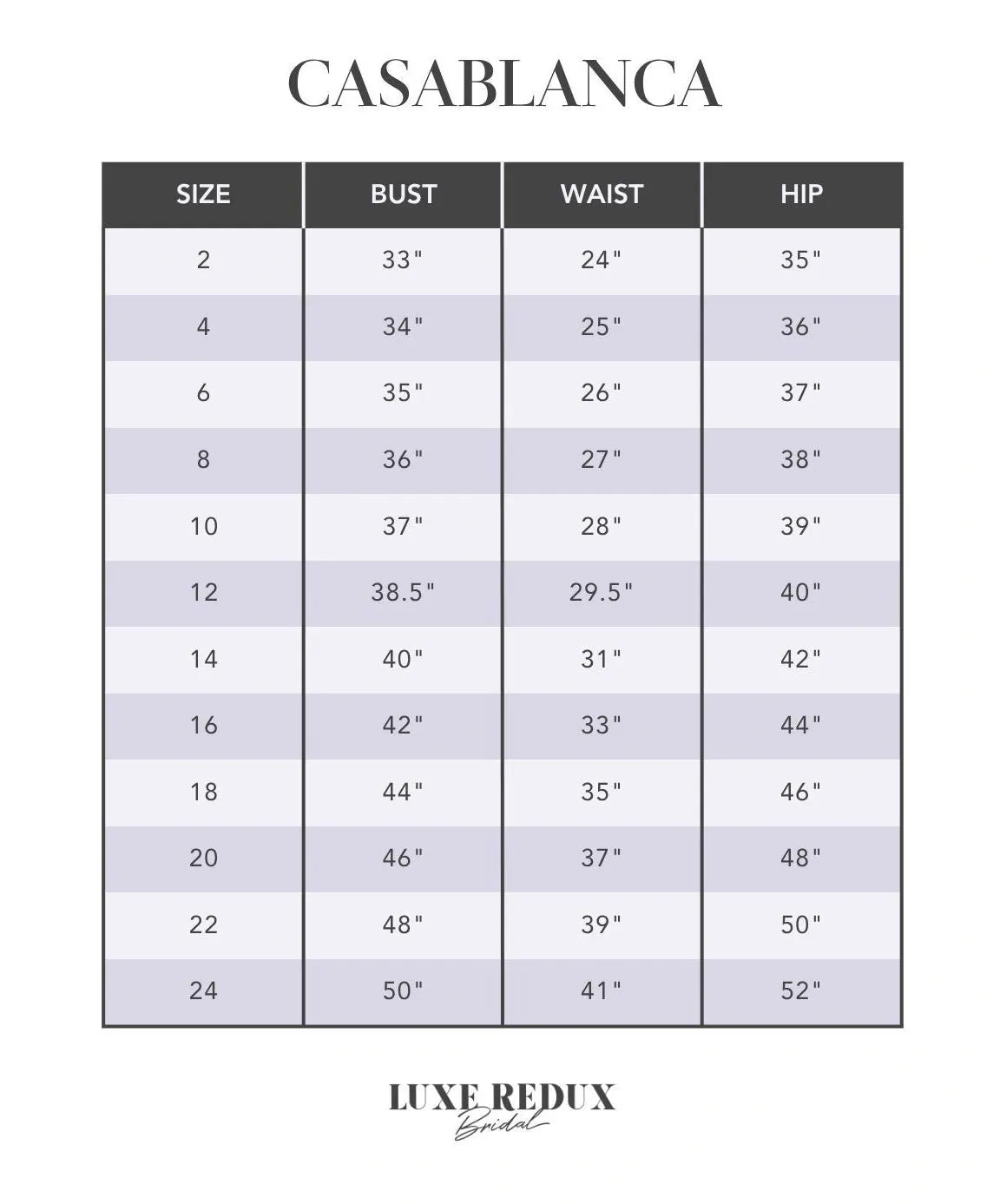 Beloved by Casablanca Agate - Size 22 Size Chart