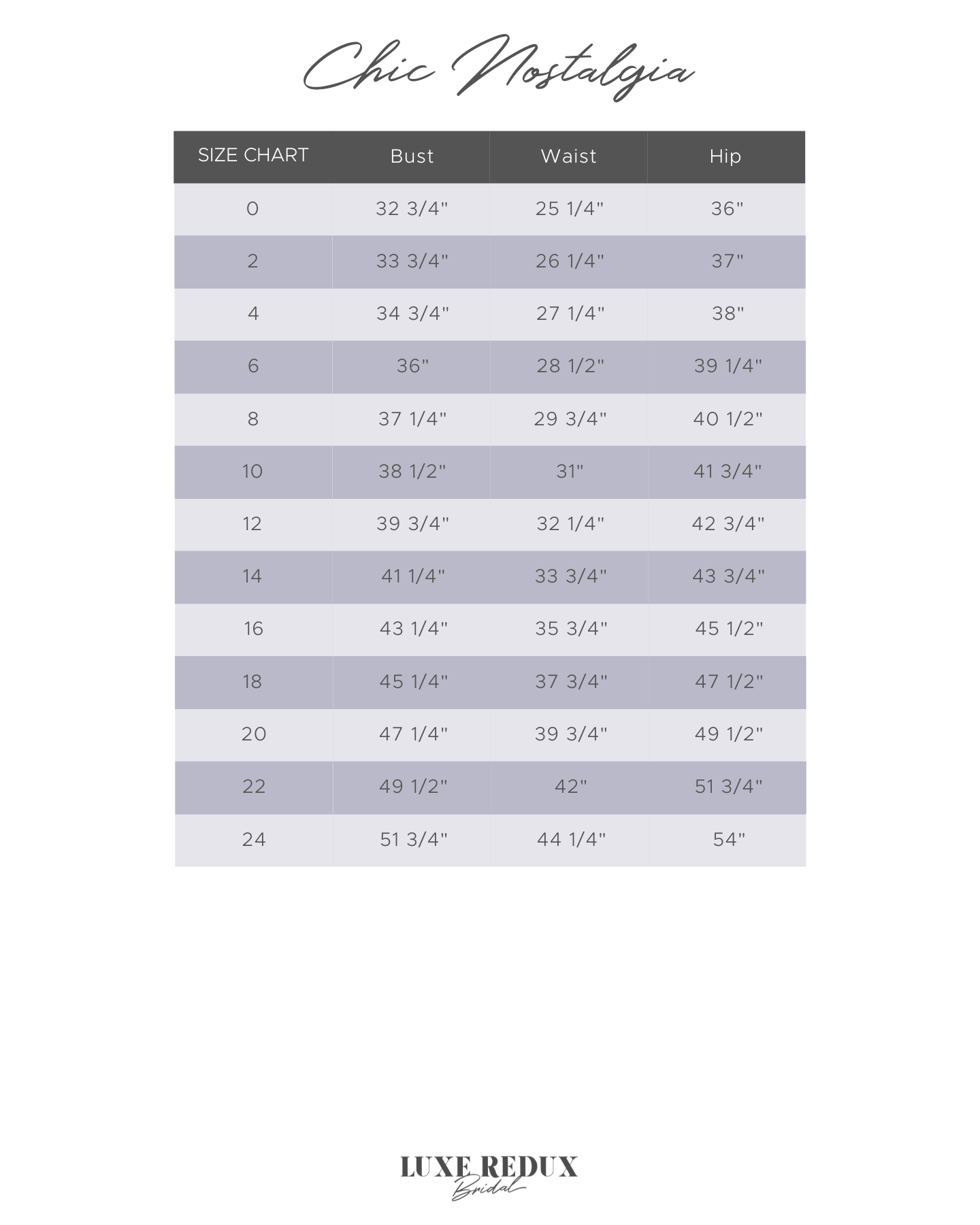 Chic Nostalgia Vanessa - Size 10 Size Chart