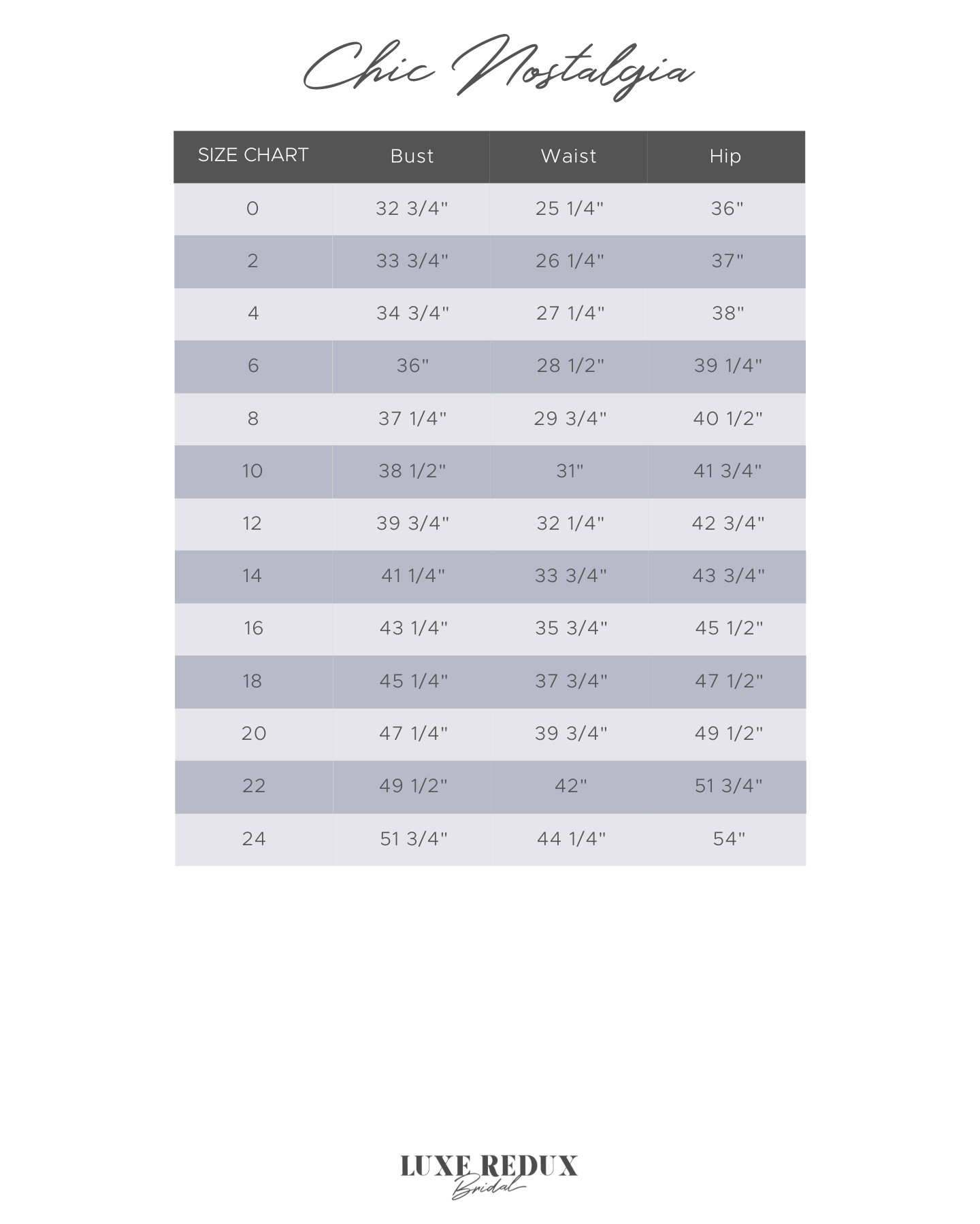 Chic Nostalgia Dianthus - Size 10 Size Chart