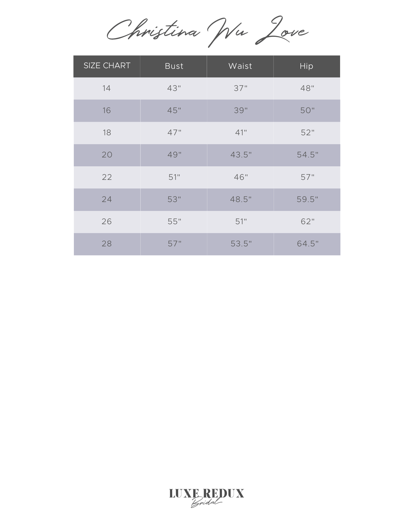 House of Wu 29364 - Size 18W Size Chart