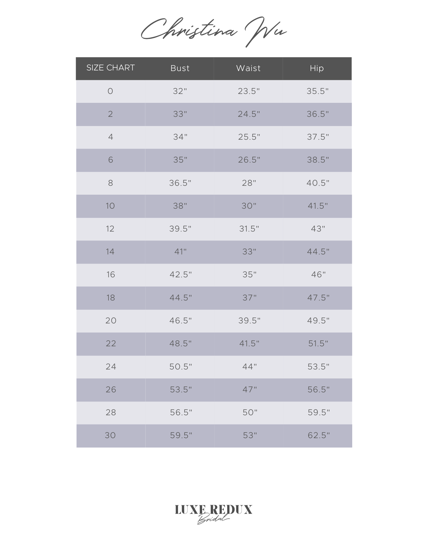 Christina Wu 15690 - Size 6 Size Chart