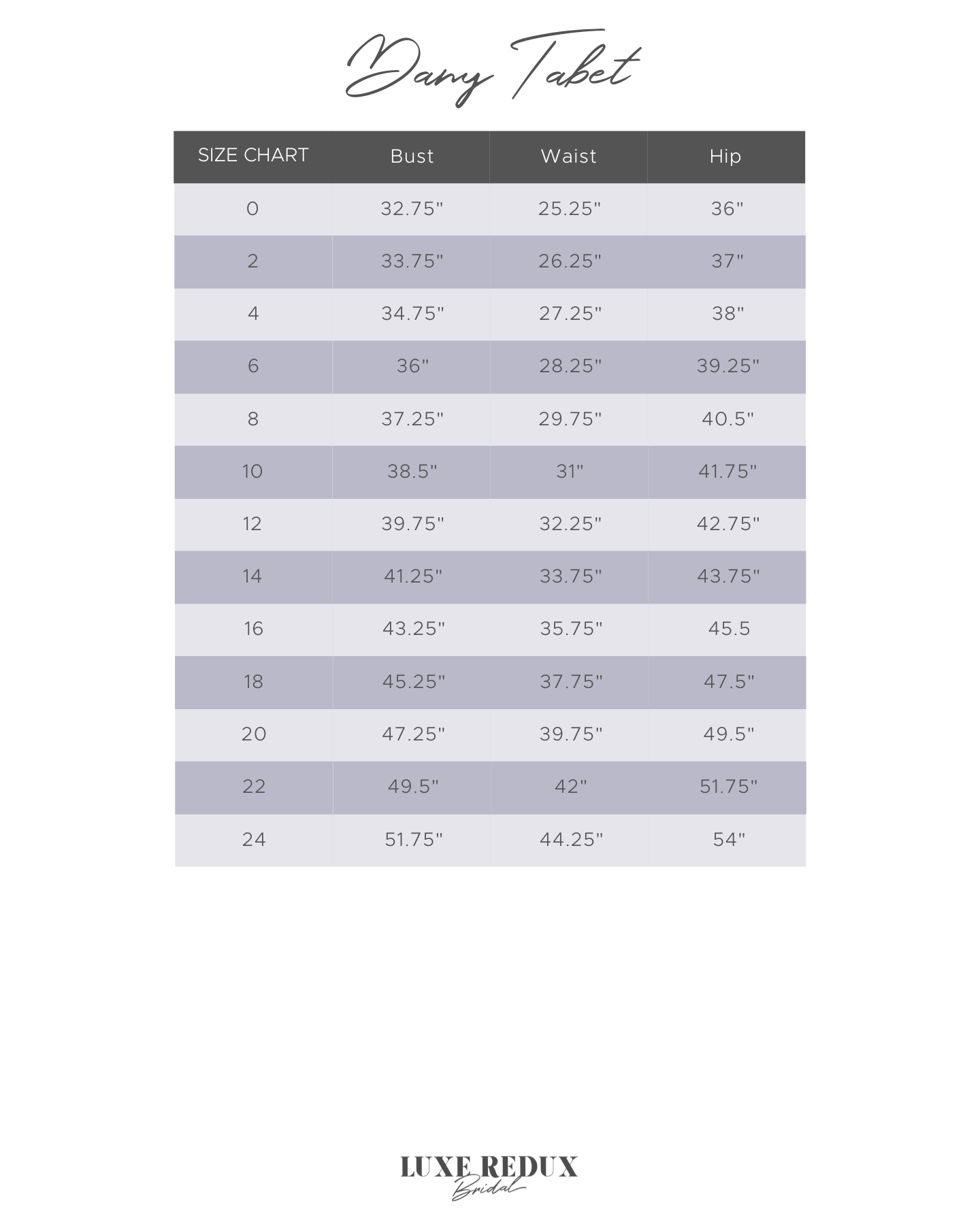 Dany Tabet Dole - Size 10 Size Chart