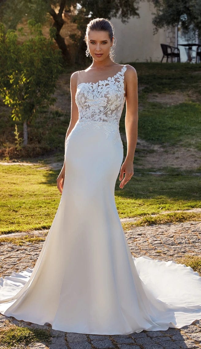 Shop One Shoulder Wedding Dresses Online One Strap One Sleeve Luxe Redux Bridal