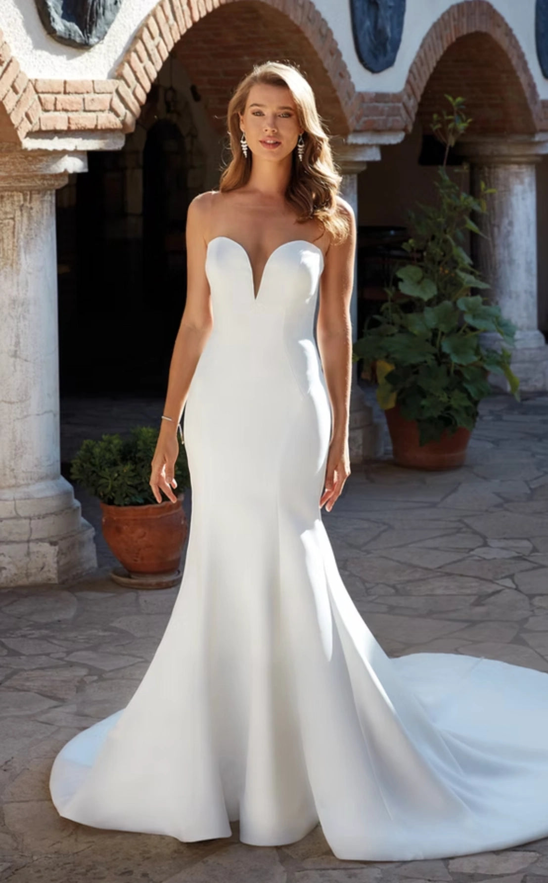 V Neckline Backless Lace Chiffon Bohemian Wedding Dress