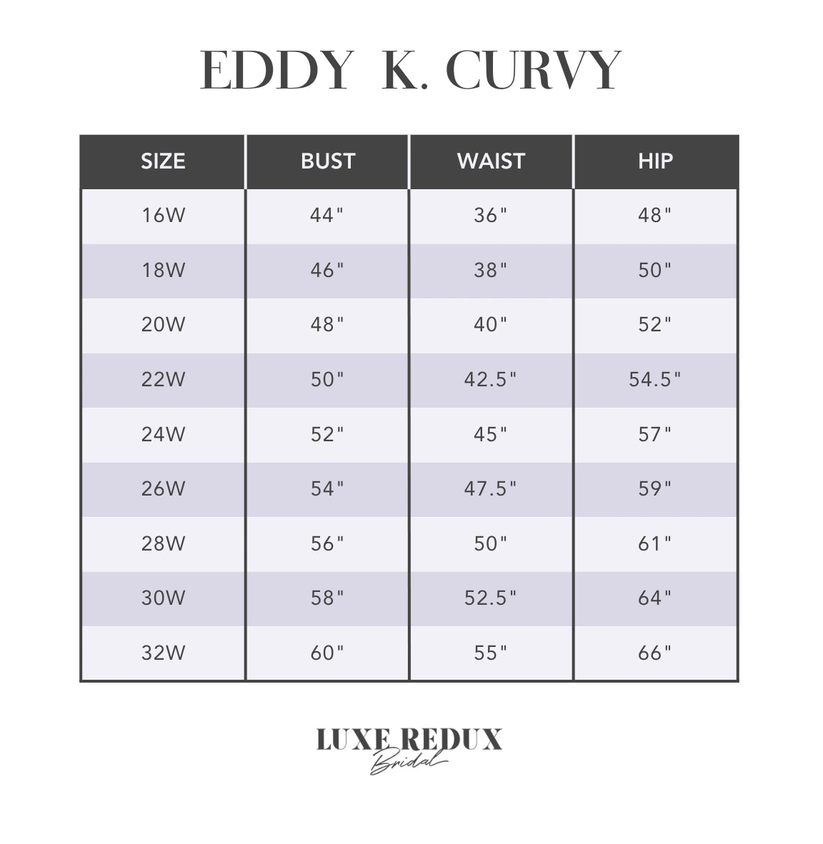 Eddy K. Addison - Size 18W Size Chart